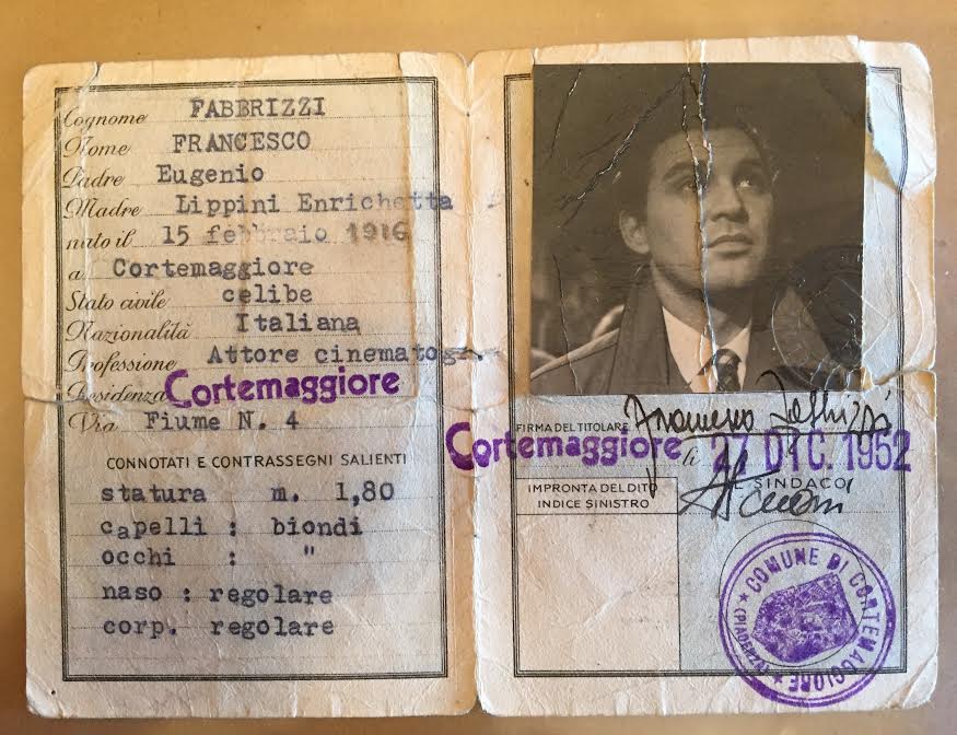 La carta d'identità di Franco Fabrizi